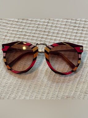 Emilio Pucci EP25 Multicolor Stripe Acetate Silver Sunglasses Frames Italy